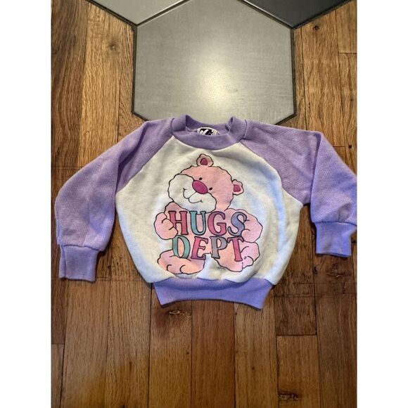 Vintage Jog Togs pink bear hugs dept sweatshirt toddler sz 2 purple USA CUTE! - Picture 1 of 5